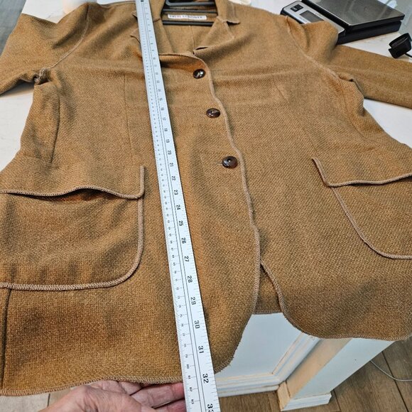 Trixi Schober Cashmere Blazer Jacket Sz 14 Tan Germany Luxury Minimalist Casual - Picture 9 of 11